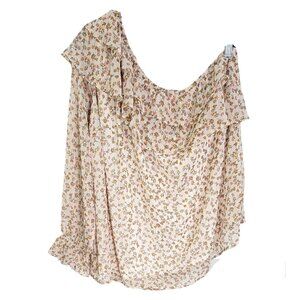 Torrid Womens‎ Beige Floral One Shoulder Long Sleeve Blouse Ruffled Size 3X NWOT